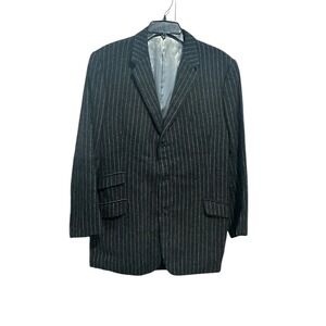 Vintage Baron Of Piccadilly Tweed Sports Jacket‎ Blazer 38L Black Wool #RR